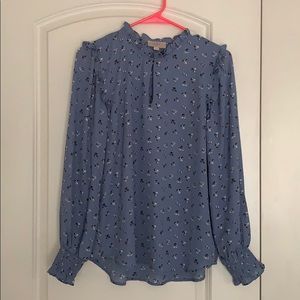 Loft Blue Floral Blouse Size S NWOT